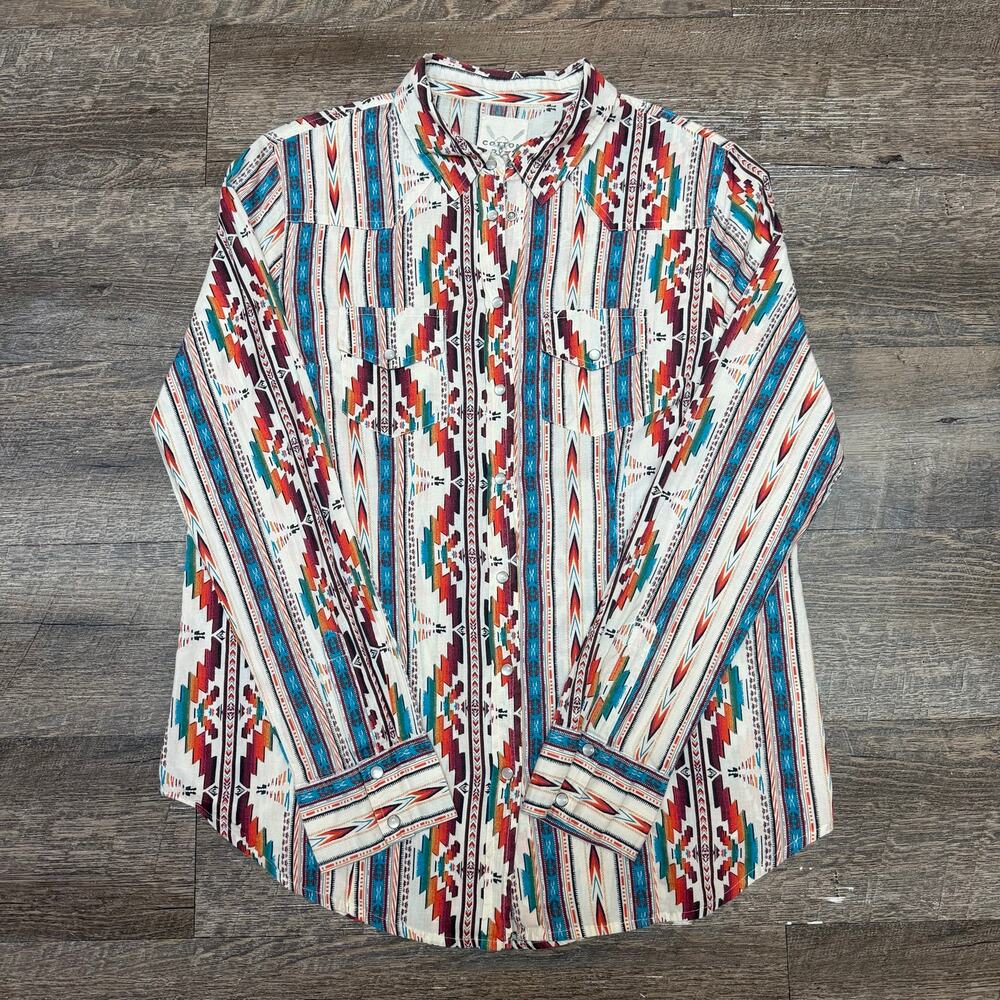 Cotton & Rye Womens Medium Southwestern Pearl Snap Shirt Aztec Western